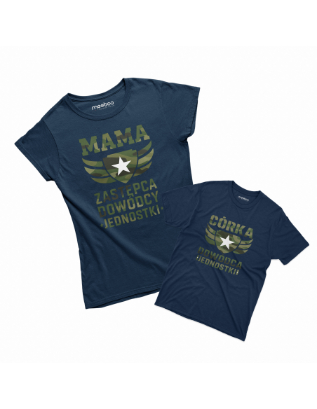 Zestaw koszulka damska + koszulka lub body dziecięce "Dowódca jednostki" Różowa | 100% Bawełna