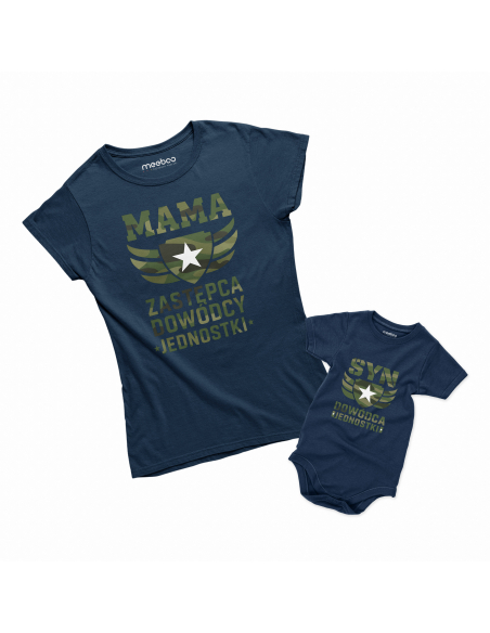 Zestaw koszulka damska + koszulka lub body dziecięce "Dowódca jednostki" Różowa | Wysoka jakość