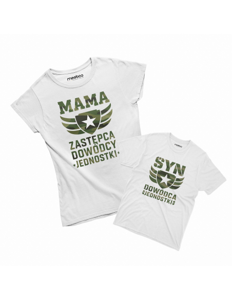 Zestaw koszulka damska + koszulka lub body dziecięce "Dowódca jednostki" Różowa | Wysoka jakość