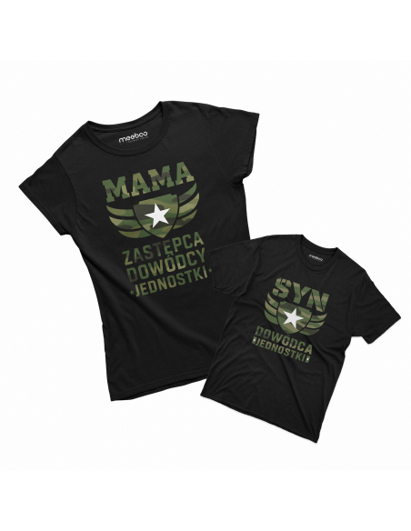 Zestaw koszulka damska + koszulka lub body dziecięce "Dowódca jednostki" Różowa | Wysoka jakość