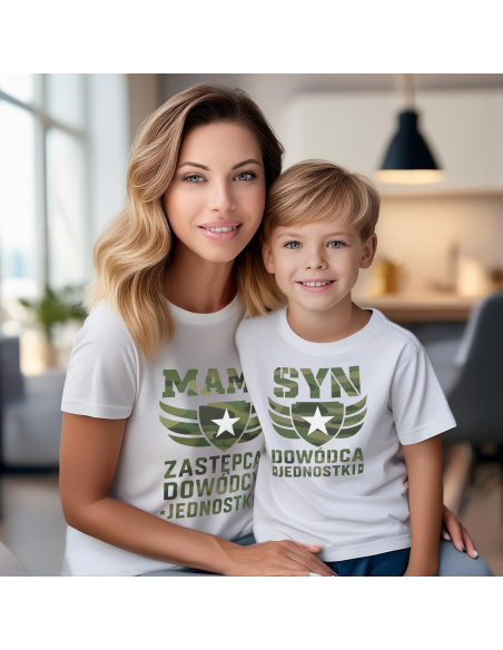 Zestaw koszulka damska + koszulka lub body dziecięce "Dowódca jednostki" Różowa | Wysoka jakość