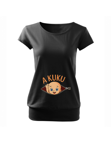 Koszulka ciążowa "A kuku!" Czarna | 100% Bawełna