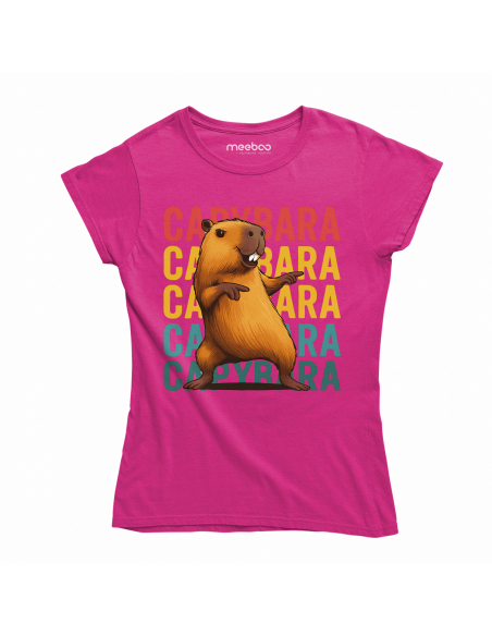 Koszulka Damska "CAPYBARA" Różowa | 100% Bawełna