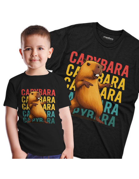 Koszulka Dziecięca "CAPYBARA" Czarna | 100% Bawełna