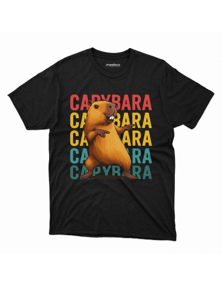 Koszulka Męska "CAPYBARA" Czarna | 100% Bawełna