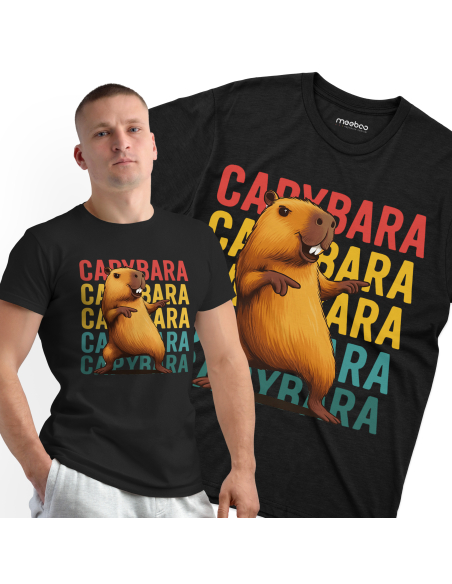 Koszulka Męska "CAPYBARA" Czarna | 100% Bawełna