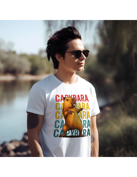 Koszulka Męska "CAPYBARA" Czarna | 100% Bawełna