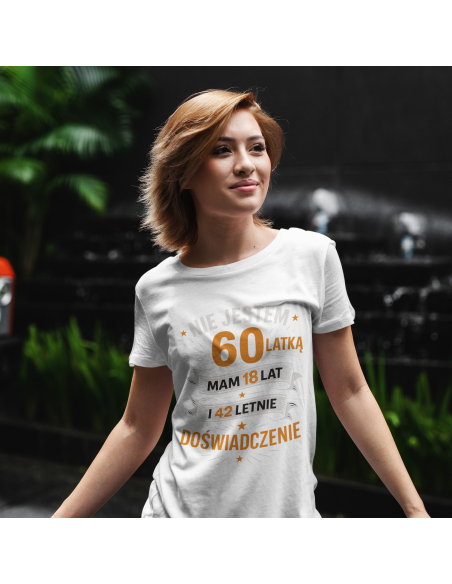 Koszulka Damska "Nie jestem 60latką" Różowa | 100% Bawełna