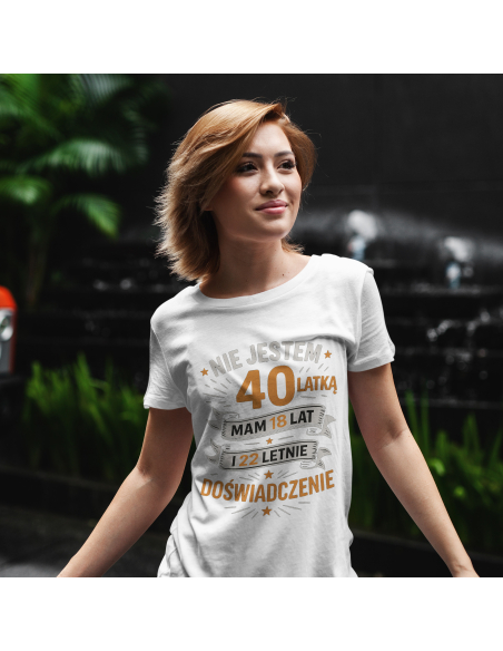 Koszulka Damska "Nie jestem 40latką" Różowa | 100% Bawełna