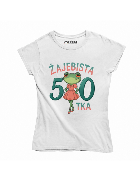 Koszulka Damska "Żajebista 50tka" Różowa | 100% Bawełna