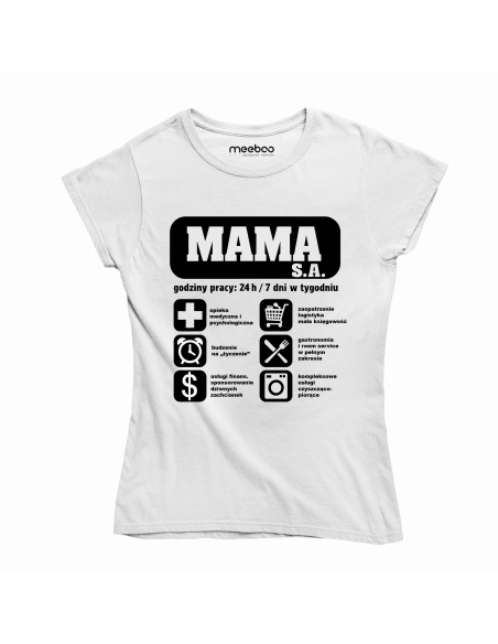 Koszulka Damska "Mama S.A." Biała | 100% Bawełna
