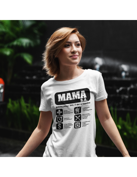 Koszulka Damska "Mama S.A." Biała | 100% Bawełna