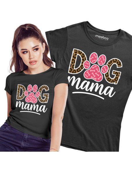 Koszulka Damska "Dog mama" Czarna | 100% Bawełna