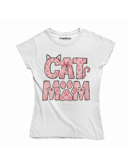 Koszulka Damska "Cat mom" Czarna | 100% Bawełna