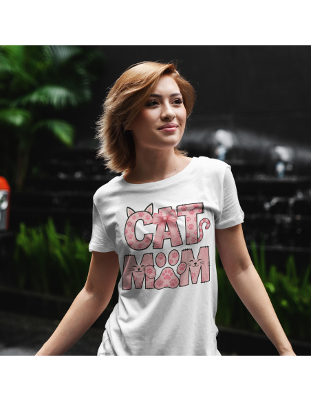 Koszulka Damska "Cat mom" Czarna | 100% Bawełna