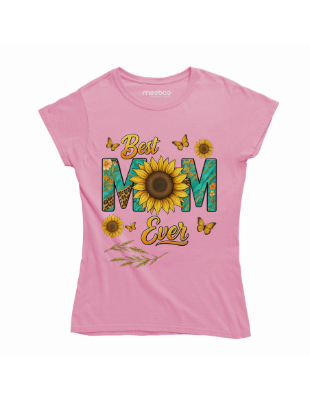 Koszulka Damska "Best mom ever" Czarna | 100% Bawełna