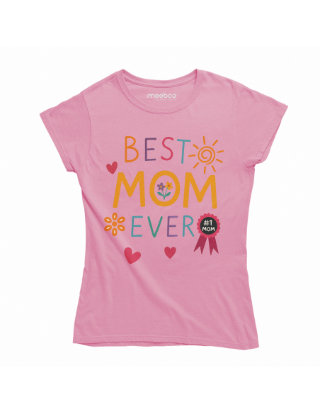 Koszulka Damska "Best mom ever" Biała | 100% Bawełna