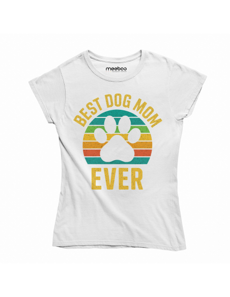 Koszulka Damska "Best dog mom ever" Czarna | 100% Bawełna