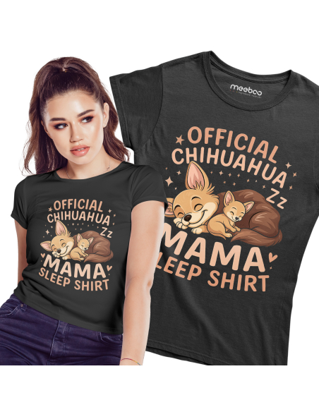 Koszulka Damska "Official chihuahua mama" Czarna | 100% Bawełna