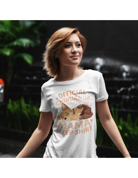 Koszulka Damska "Official chihuahua mama" Czarna | 100% Bawełna