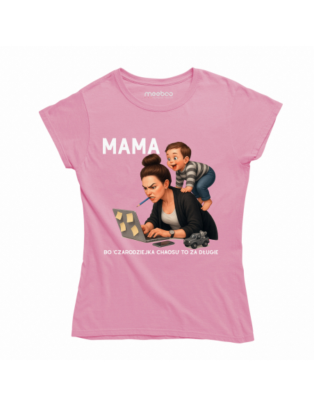 Koszulka Damska "Mama, bo czarodziejka chaosu to za długie" Czarna | 100% Bawełna