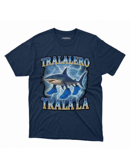 Koszulka Dziecięca "Tralalero Tralala pioruny" Czarna | 100% Bawełna