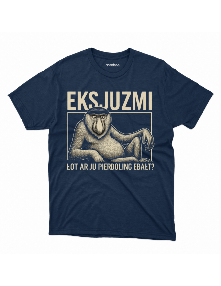 Koszulka Męska "Eksjuzmi, łot ar ju pierdoling ebałt?" Czarna | 100% Bawełna