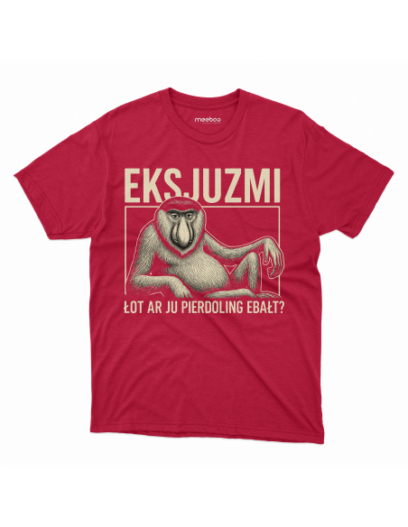 Koszulka Męska "Eksjuzmi, łot ar ju pierdoling ebałt?" Czarna | 100% Bawełna