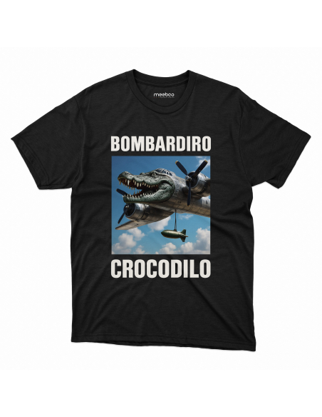 Koszulka Męska "Bombardiro Crocodilo" Czarna | 100% Bawełna