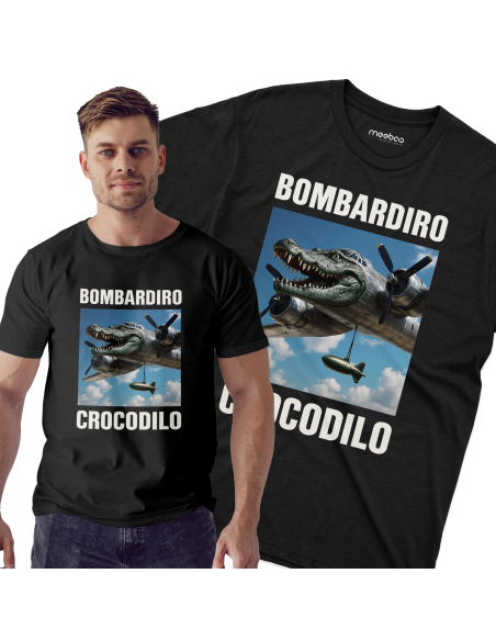 Koszulka Męska "Bombardiro Crocodilo" Czarna | 100% Bawełna