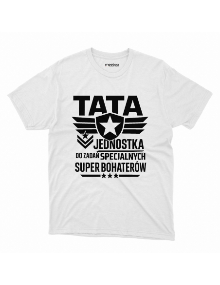 Koszulka Męska "Tata, jednostka do zadań specjalnych" Czarna | 100% Bawełna