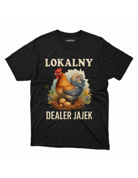 Koszulka Męska "Lokalny dealer jajek" Czarna | 100% Bawełna