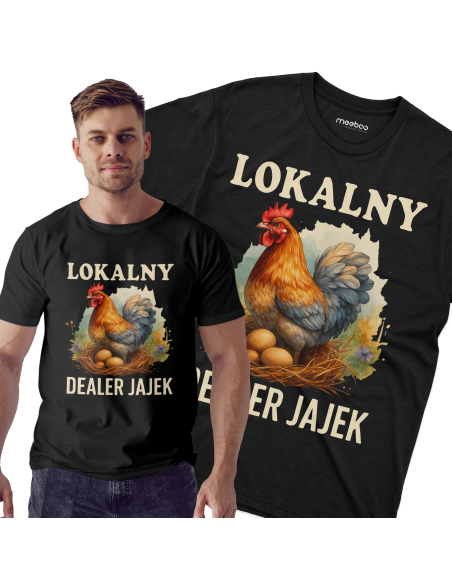 Koszulka Męska "Lokalny dealer jajek" Czarna | 100% Bawełna