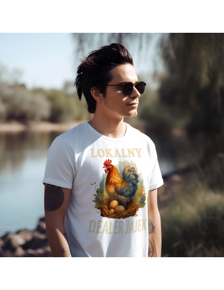 Koszulka Męska "Lokalny dealer jajek" Czarna | 100% Bawełna