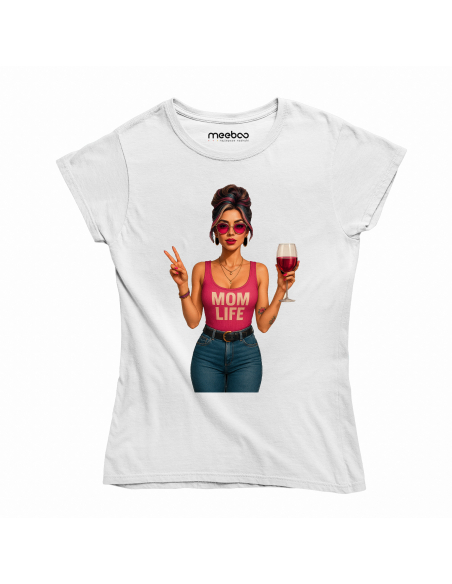 Koszulka Damska "Mom life" Różowa | 100% Bawełna