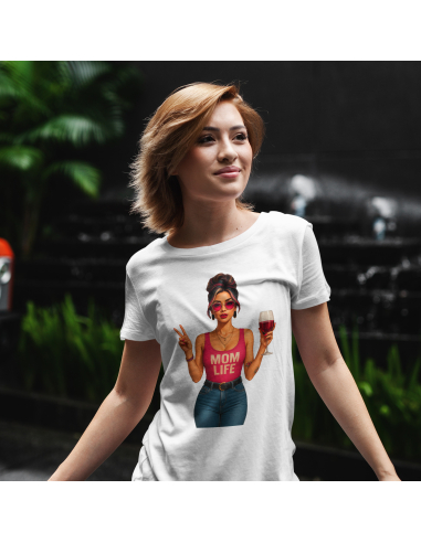 Koszulka Damska "Mom life" Różowa |...