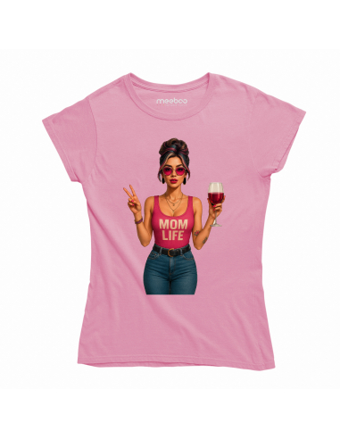 Koszulka Damska "Mom life" Różowa |...
