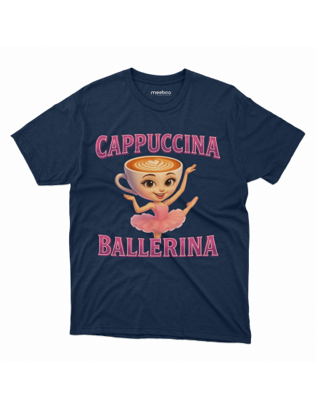 Koszulka Dziecięca BrainRot "Cappuccina Ballerina" Czarna | 100% Bawełna