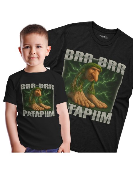 Koszulka Dziecięca BrainRot "Brr Brr Patapiim" Czarna | 100% Bawełna
