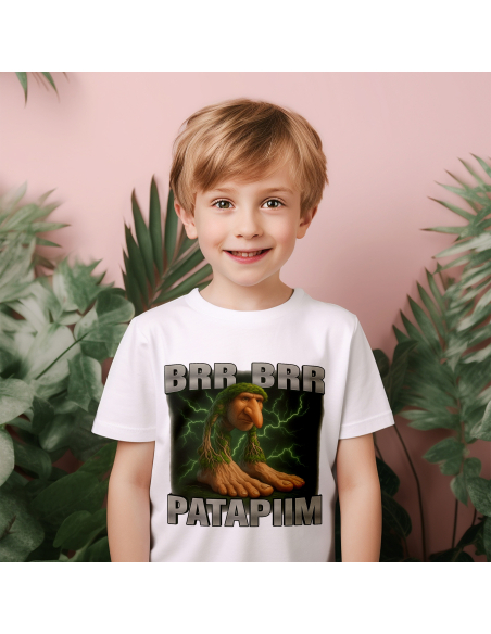 Koszulka Dziecięca BrainRot "Brr Brr Patapiim" Czarna | 100% Bawełna