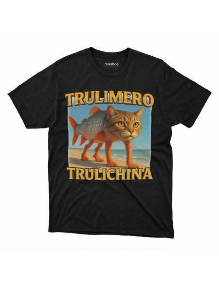 Koszulka Dziecięca BrainRot "Trulimero Trulichina" Czarna | 100% Bawełna