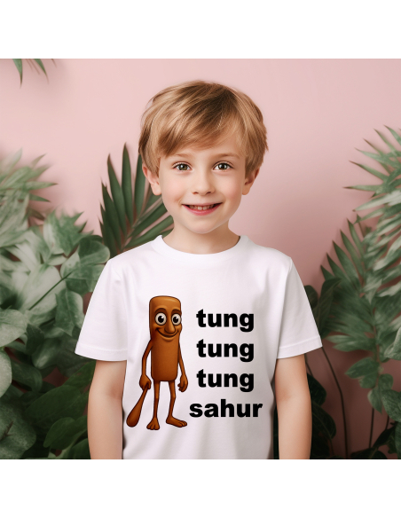 Koszulka Dziecięca BrainRot "Tung tung tung sahur" Czarna | 100% Bawełna