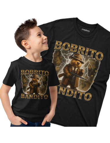 Koszulka Dziecięca BrainRot "Bobrito Bandito" Czarna | 100% Bawełna