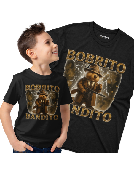Koszulka Dziecięca BrainRot "Bobrito Bandito" Czarna | 100% Bawełna