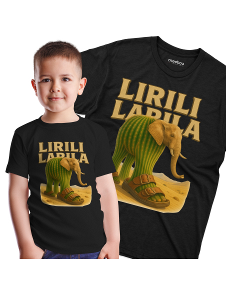 Koszulka Dziecięca BrainRot "Lirili Larila" Czarna | 100% Bawełna