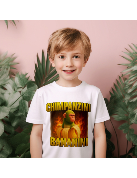 Koszulka Dziecięca BrainRot "Chimpanzini Bananini" Czarna | 100% Bawełna