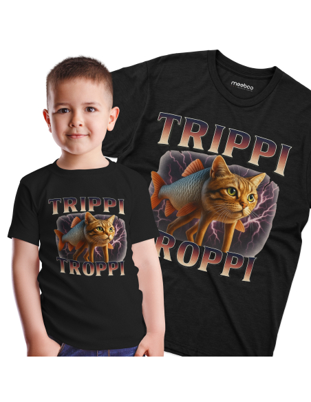 Koszulka Dziecięca BrainRot "Trippi Troppi" Czarna | 100% Bawełna