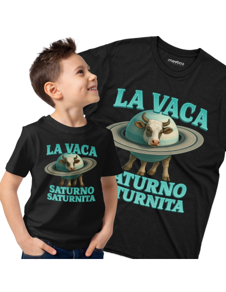 Koszulka Dziecięca BrainRot "La Vica Saturno Saturnita" Czarna | 100% Bawełna