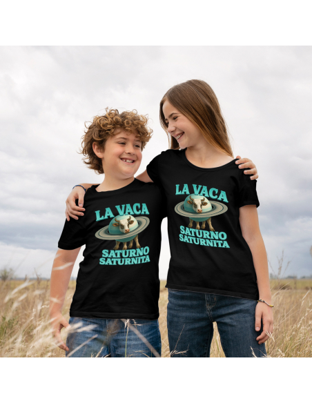 Koszulka Dziecięca BrainRot "La Vica Saturno Saturnita" Czarna | 100% Bawełna