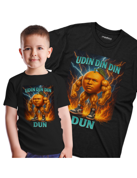 Koszulka Dziecięca BrainRot "Udin Din Din Dun" Czarna | 100% Bawełna